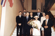 Groupe sur les marches